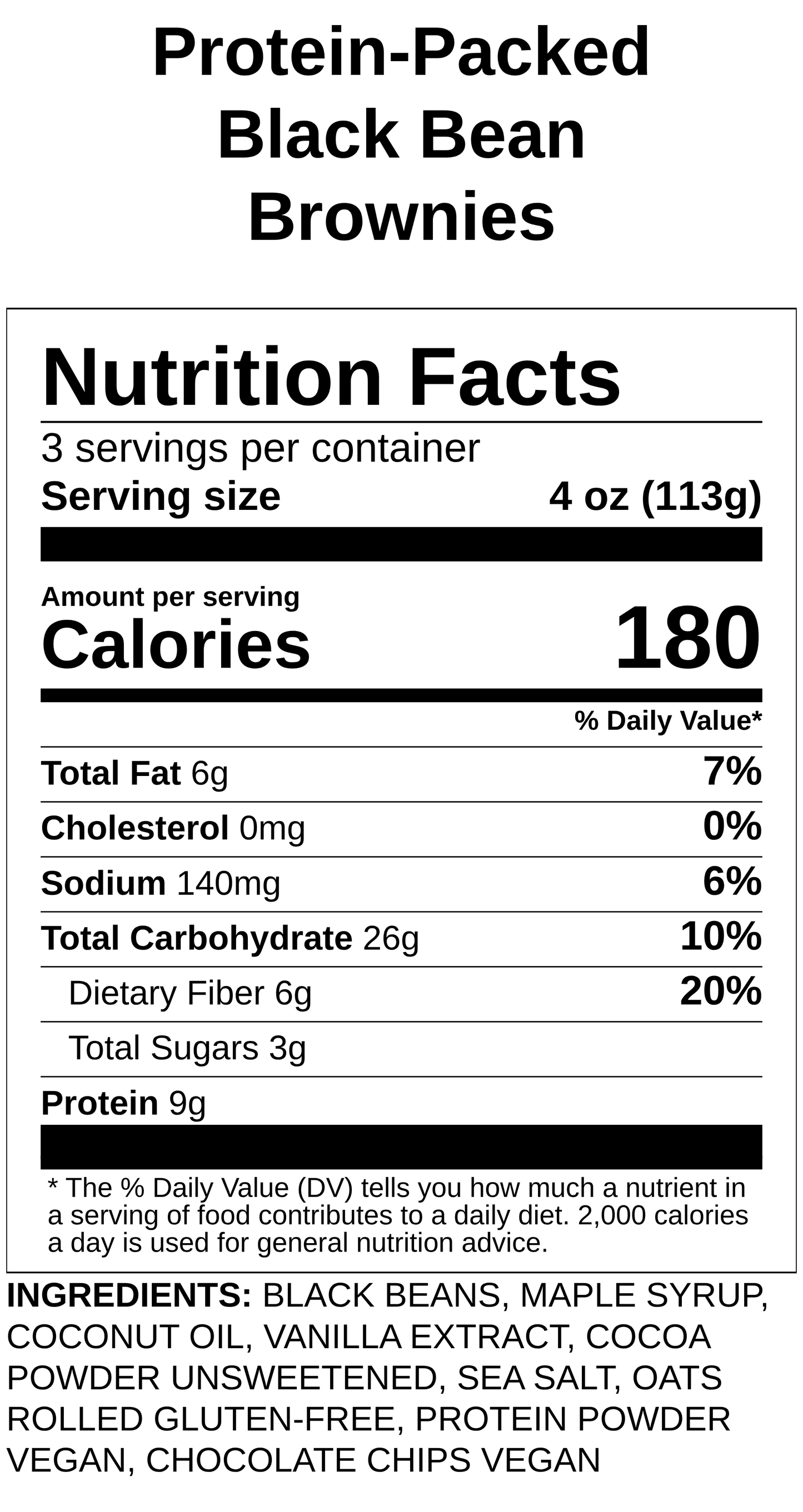 Protein-Packed Black Bean Brownies GF, DF, V