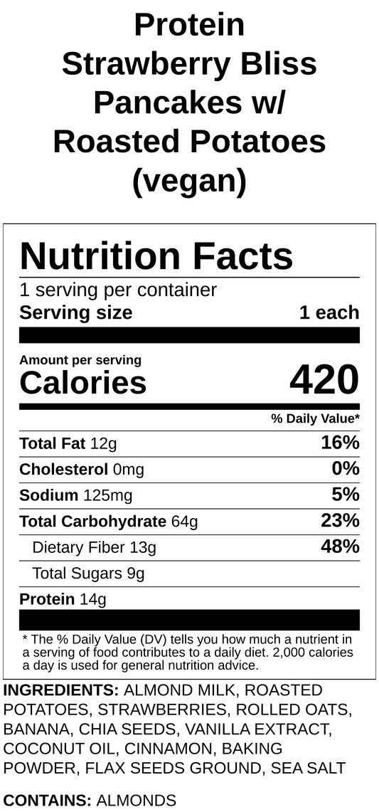 Protein Strawberry Bliss Pancakes w/ Roasted Potatoes (vegan)