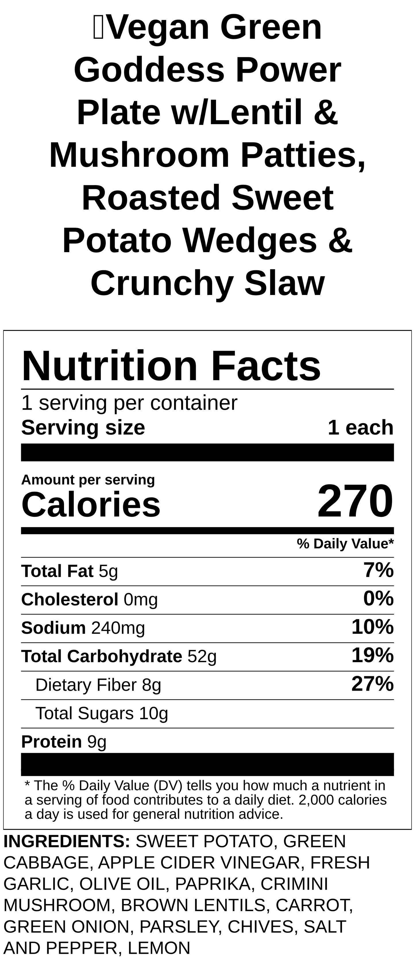 Green Goddess Power Plate with Turkey Patties, Roasted Sweet Potato Wedges & Crunchy Slaw