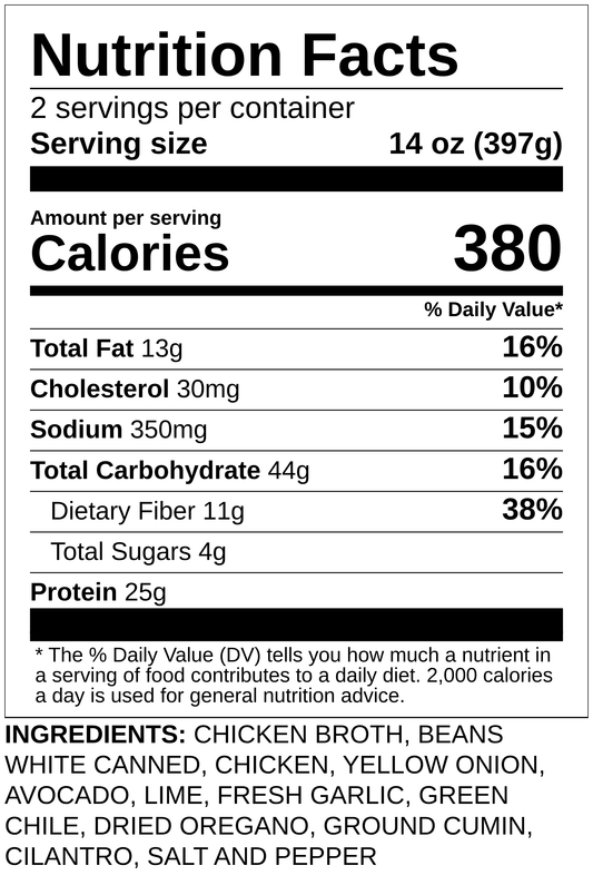 White Chicken Chili Soup (32 OZ - for 2)