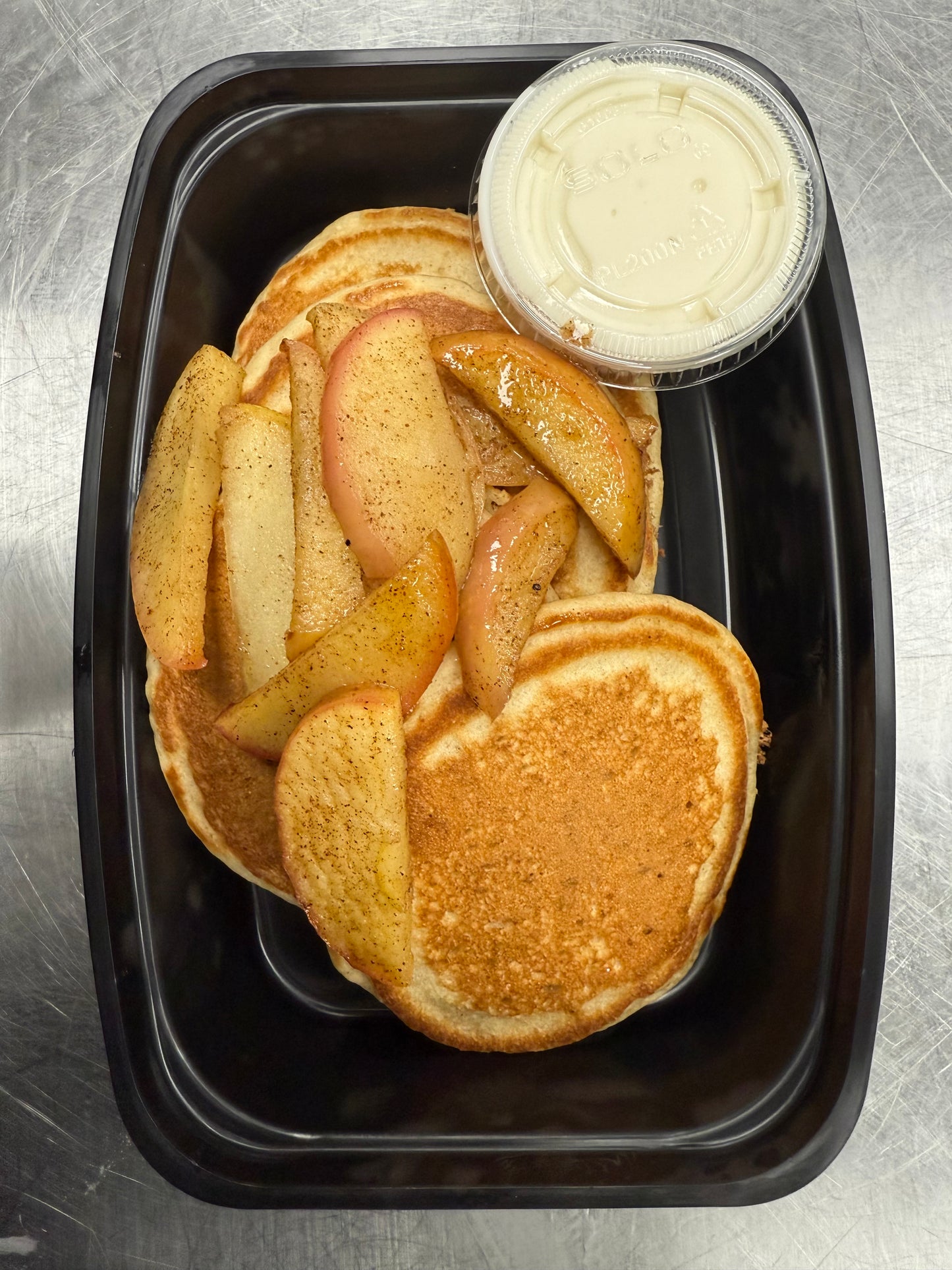 Apple Cinnamon Pancakes with Maple Greek Yogurt Swirl & Roasted Spiced Apples