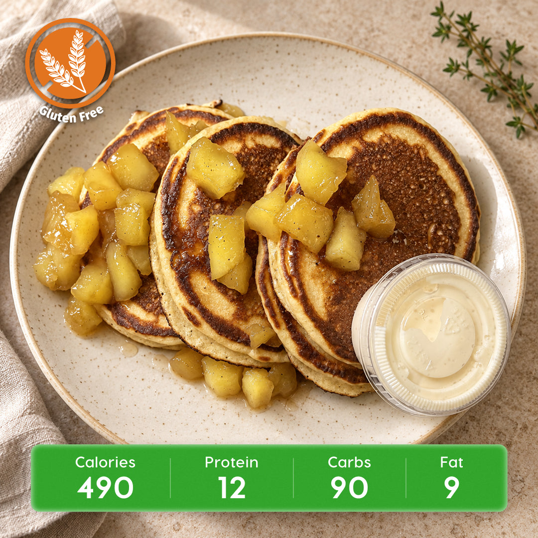 Apple Cinnamon Pancakes with Maple Greek Yogurt Swirl & Roasted Spiced Apples
