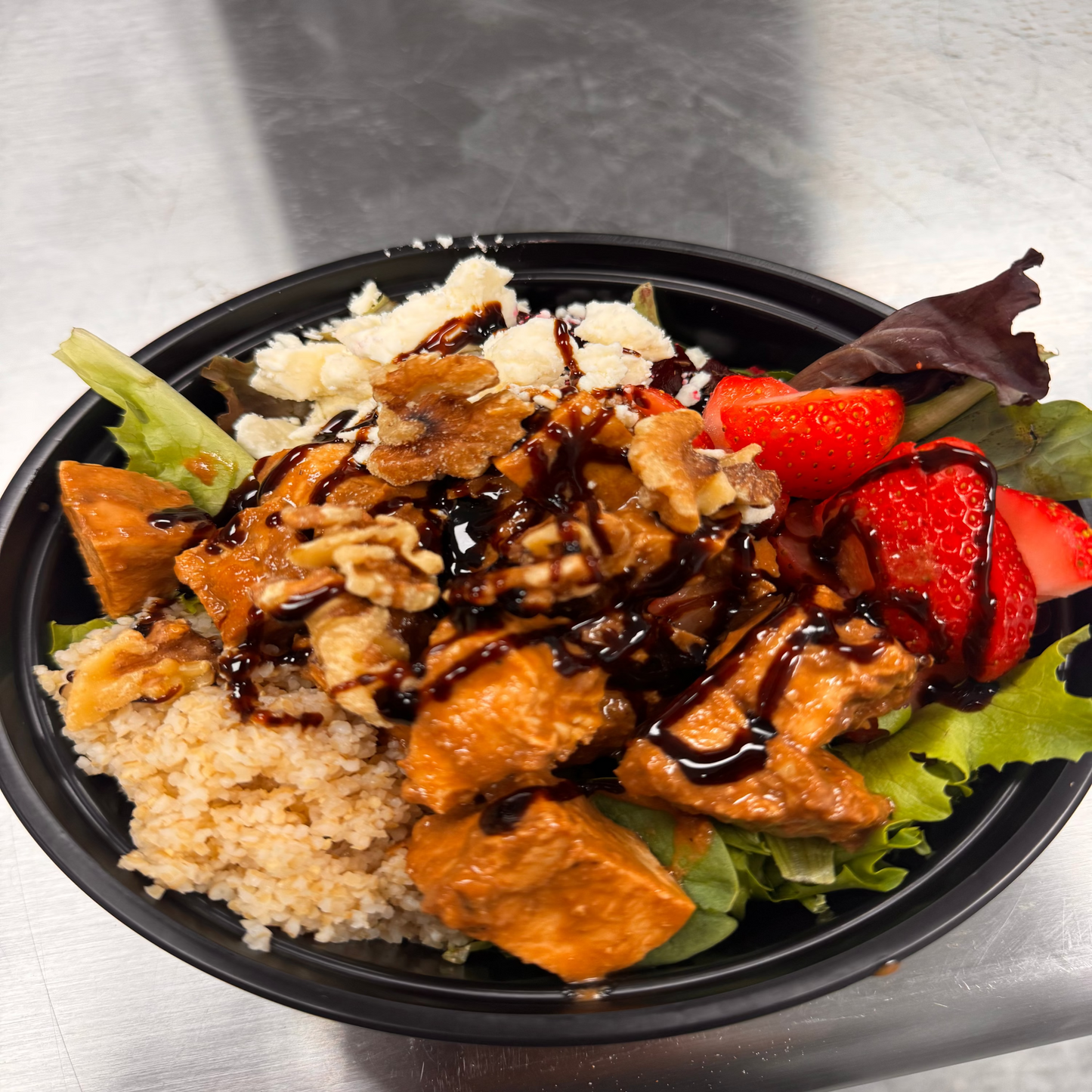 Balsamic Chicken & Roasted Veggie Power Bowl with Sweet Potato