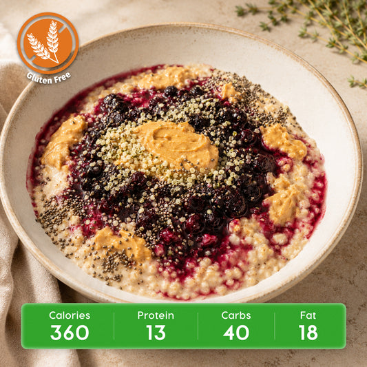 Blueberry Peanut Butter Protein Overnight GF Oats (2 Servings)