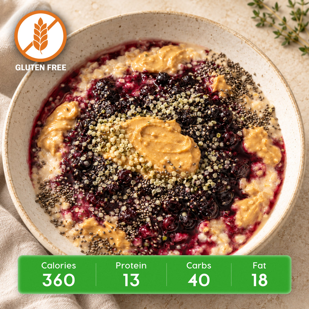 Blueberry Peanut Butter Protein Overnight GF Oats (2 Servings)