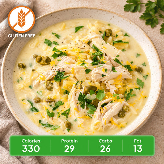 Chicken Piccata Soup with Fresh Spinach & Lemon Zest (28oz, serves 2)