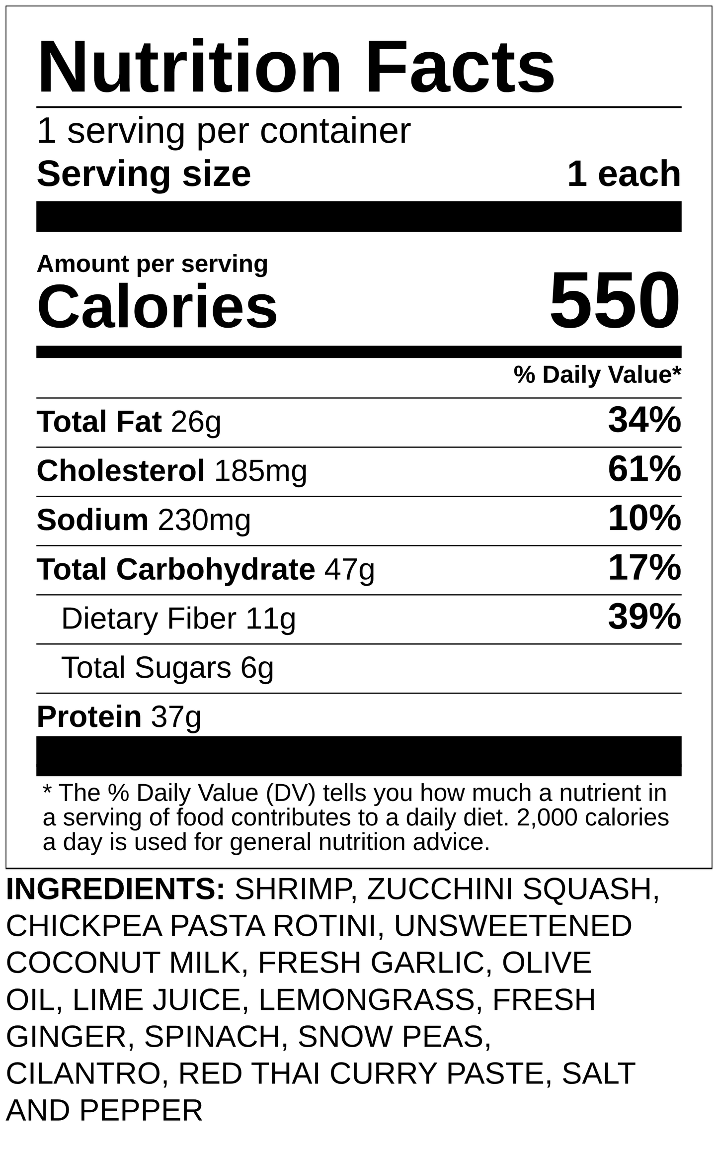 Coconut Lemongrass Shrimp with Snow Peas & Chickpea Pasta