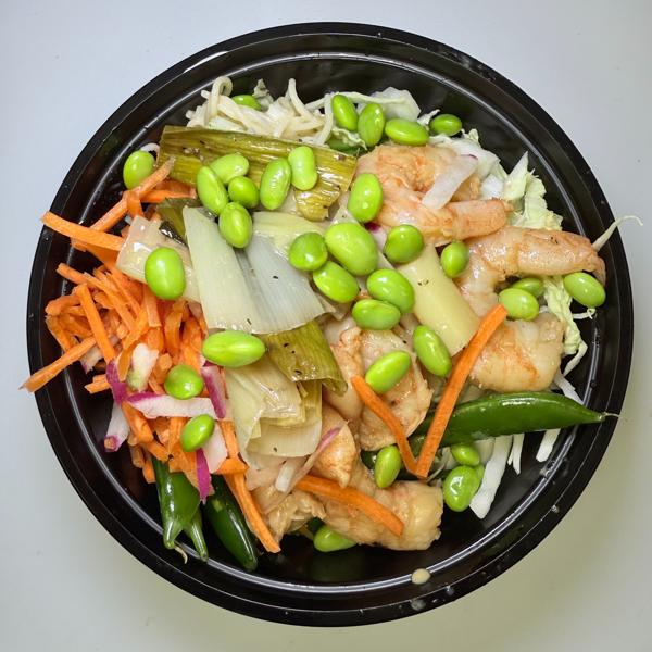 Coconut Lemongrass Shrimp with Snow Peas & Chickpea Pasta