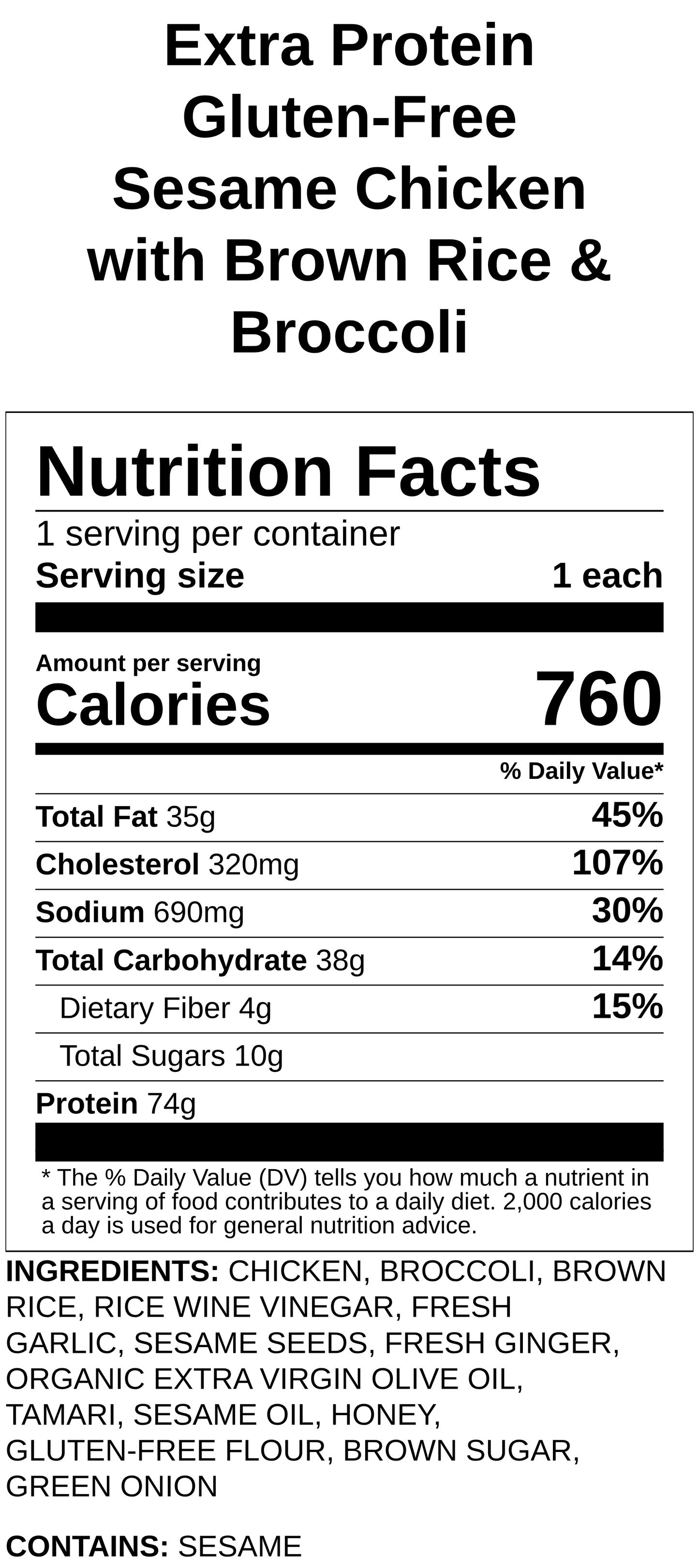 Gluten-Free Sesame Chicken with Brown Rice & Broccoli