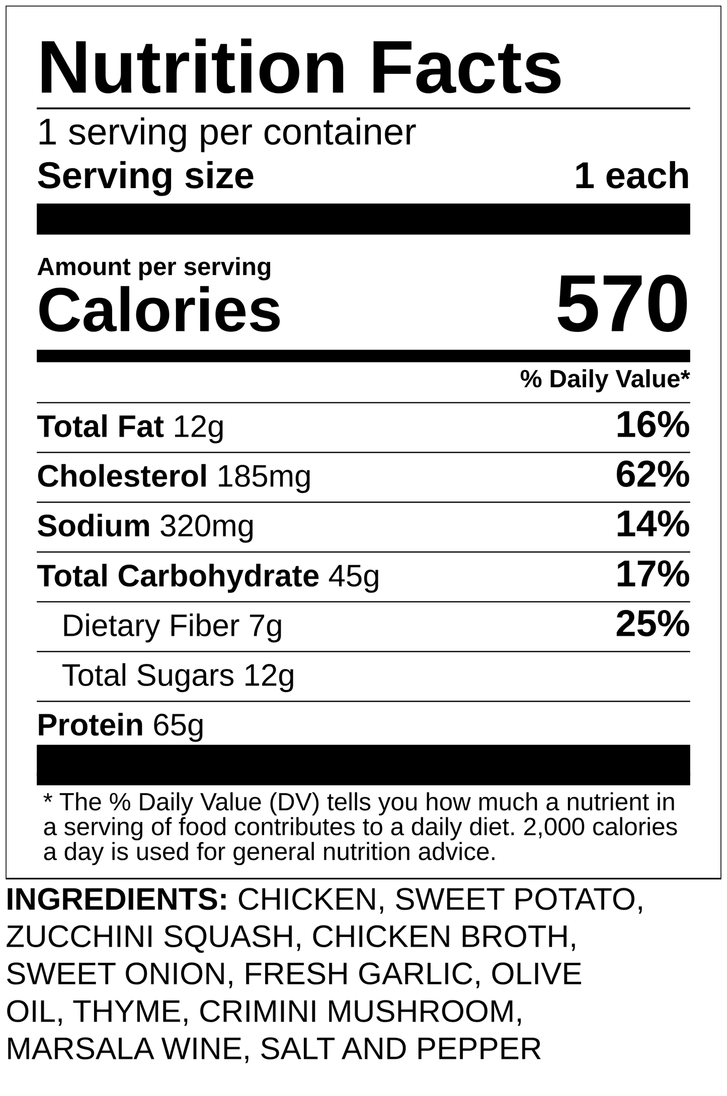 Organic Chicken Marsala Sweet Potato Zucchini