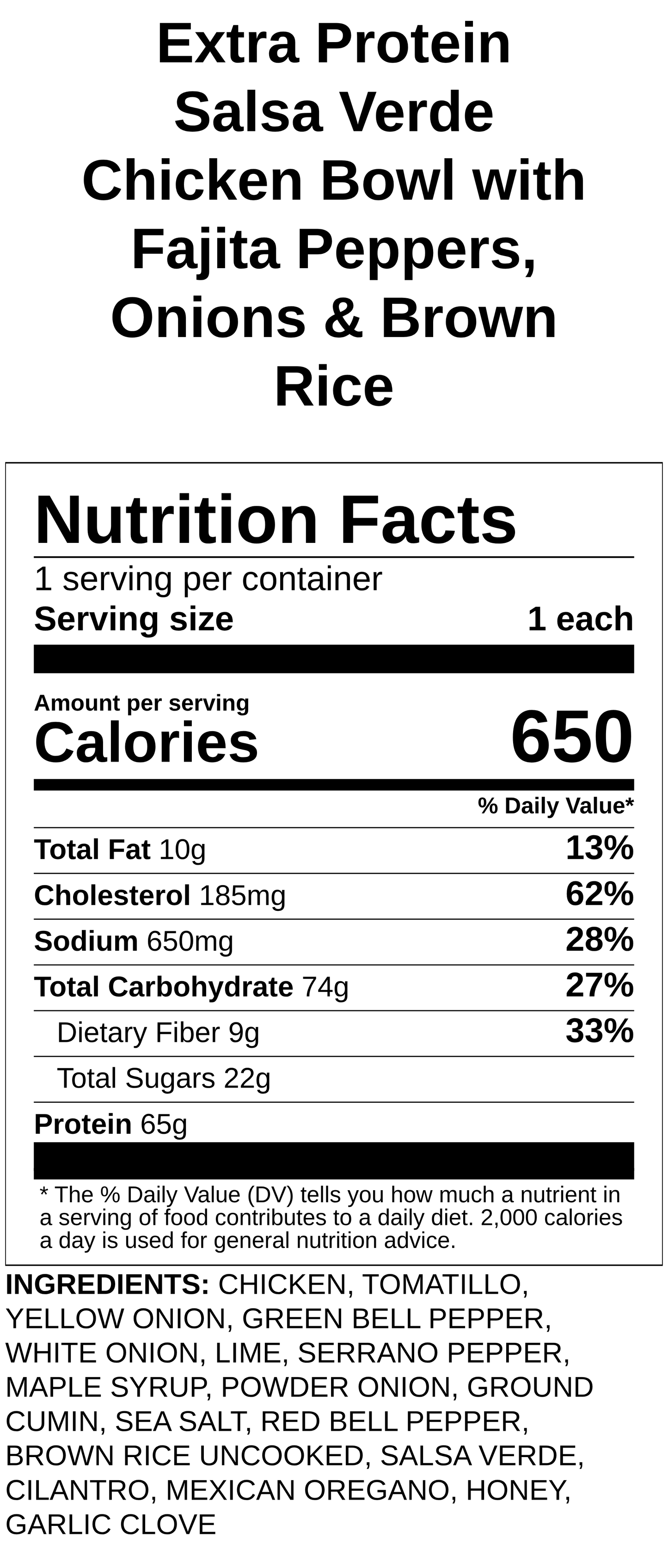 Salsa Verde Chicken Bowl with Fajita Veggies & Brown Rice