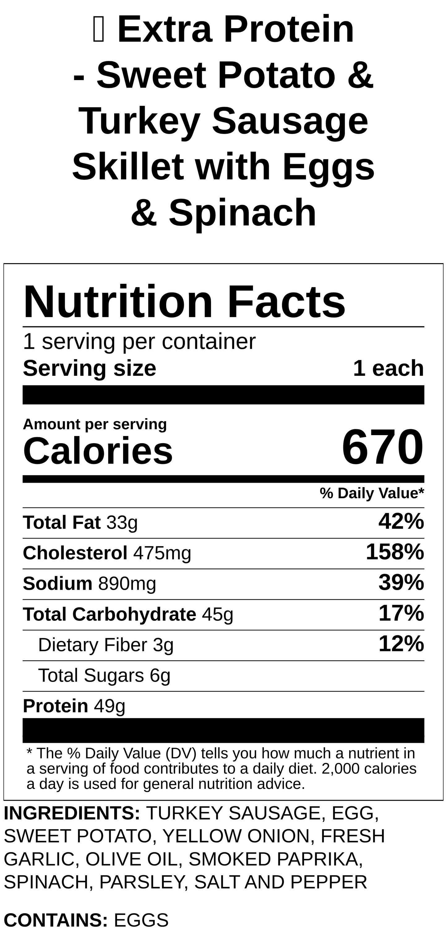 Sweet Potato & Turkey Sausage Skillet with Eggs & Spinach