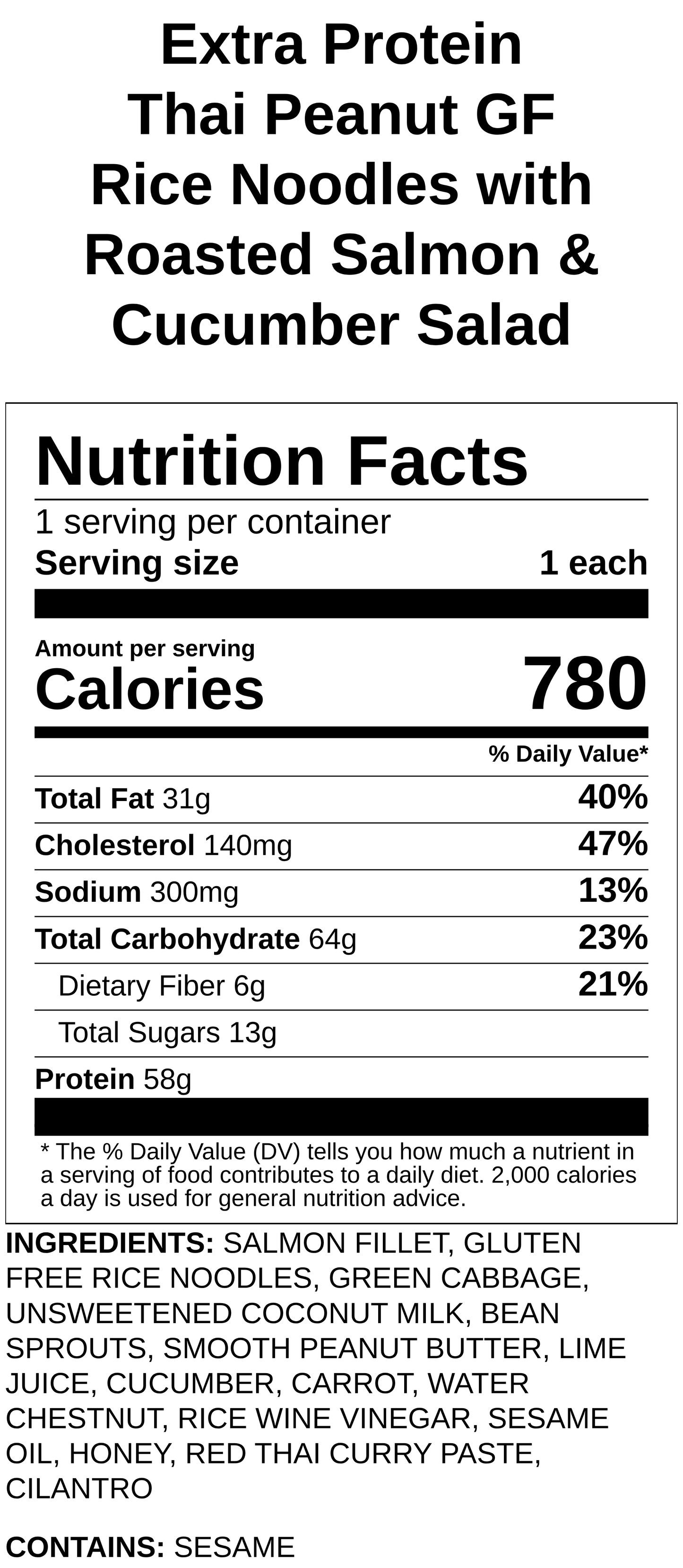 Thai Peanut GF Rice Noodles with Roasted Salmon & Cucumber Salad