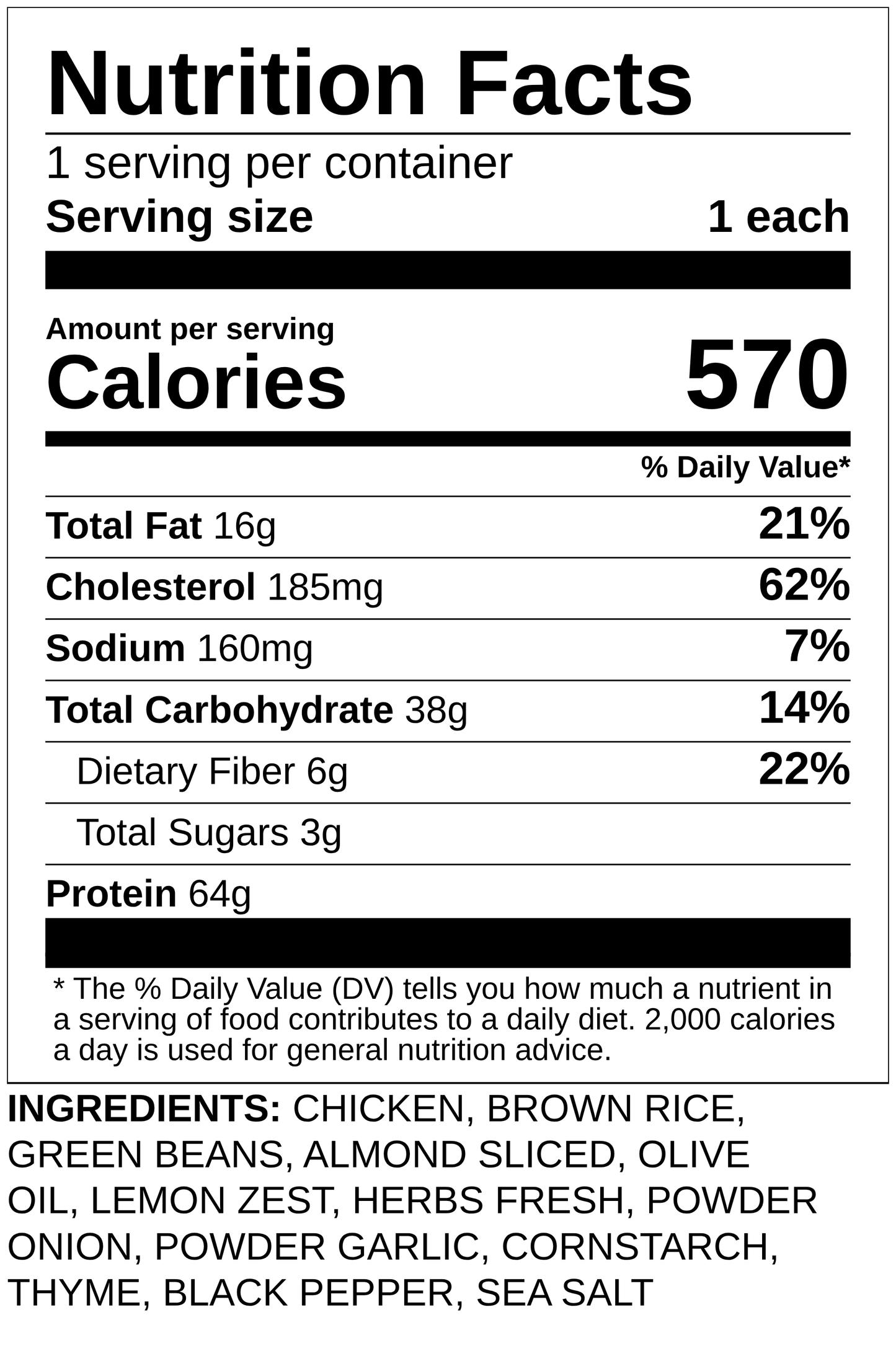 Lemon-Pepper Herb Crusted Chicken with toasted almonds brown rice mix & green beans