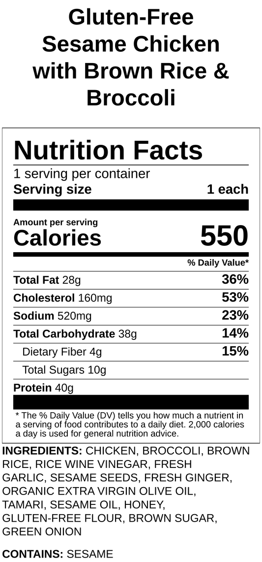 Gluten-Free Sesame Chicken with Brown Rice & Broccoli