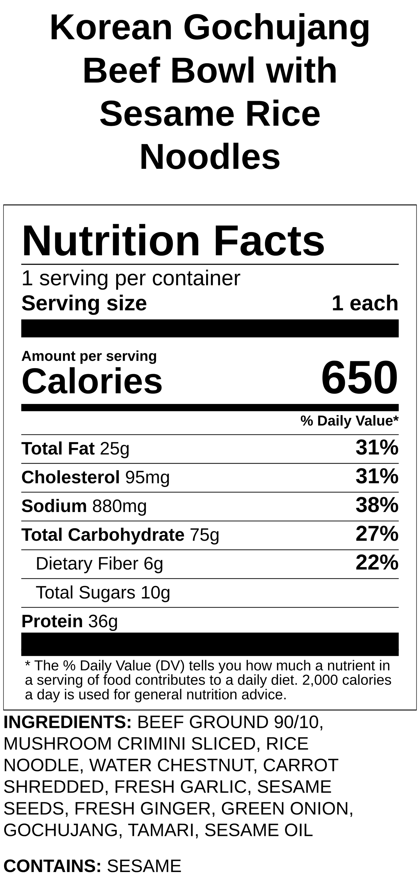 Korean Gochujang Beef Bowl with Sesame Rice Noodles