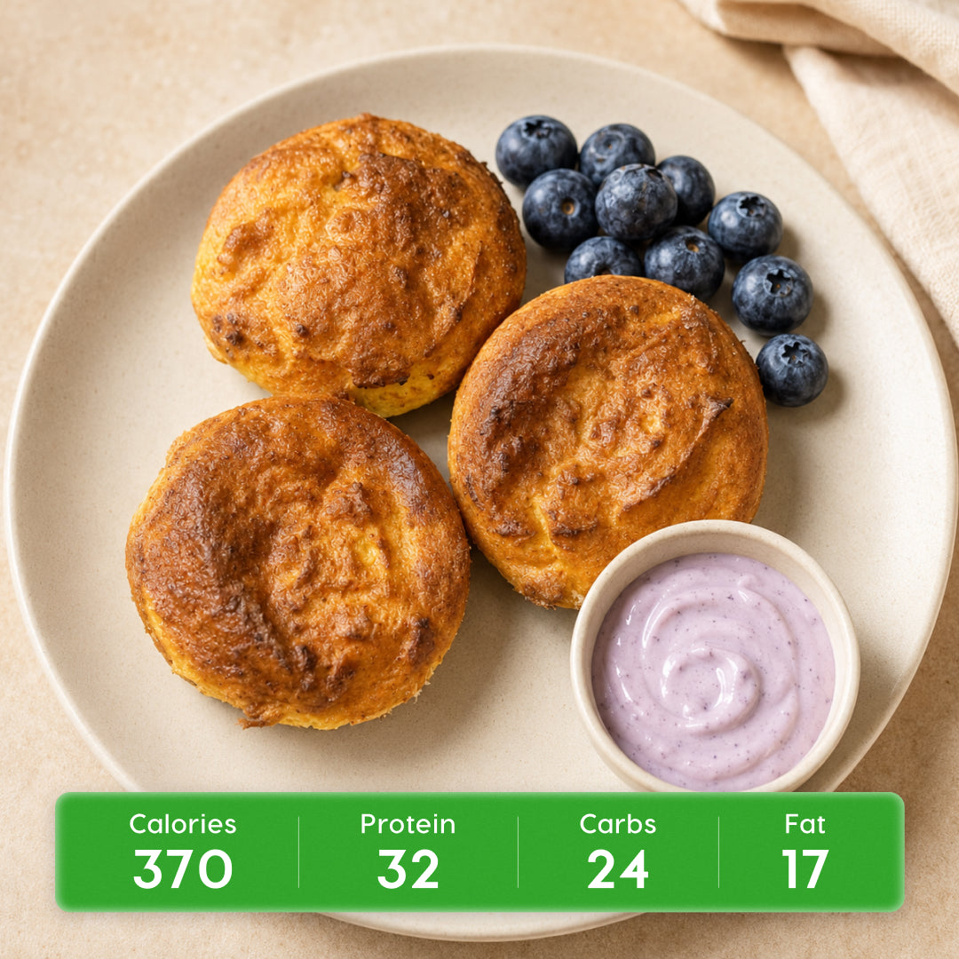 Lemon Blueberry Protein Breakfast Cheesecake