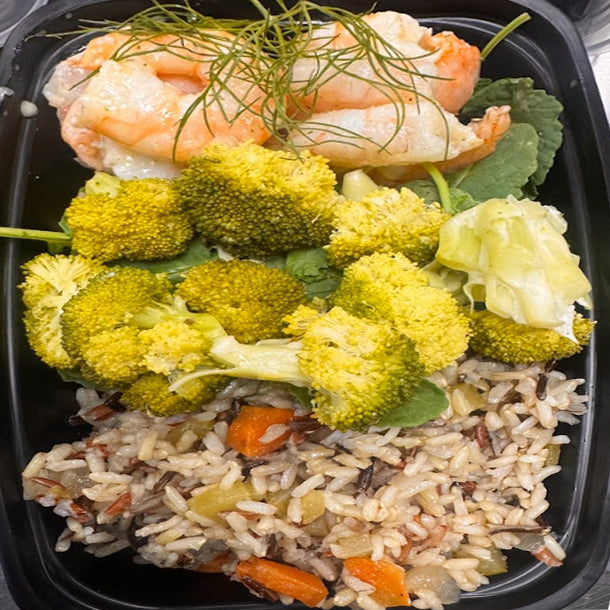Lemon Dill Shrimp with Wild Rice Pilaf & Broccoli
