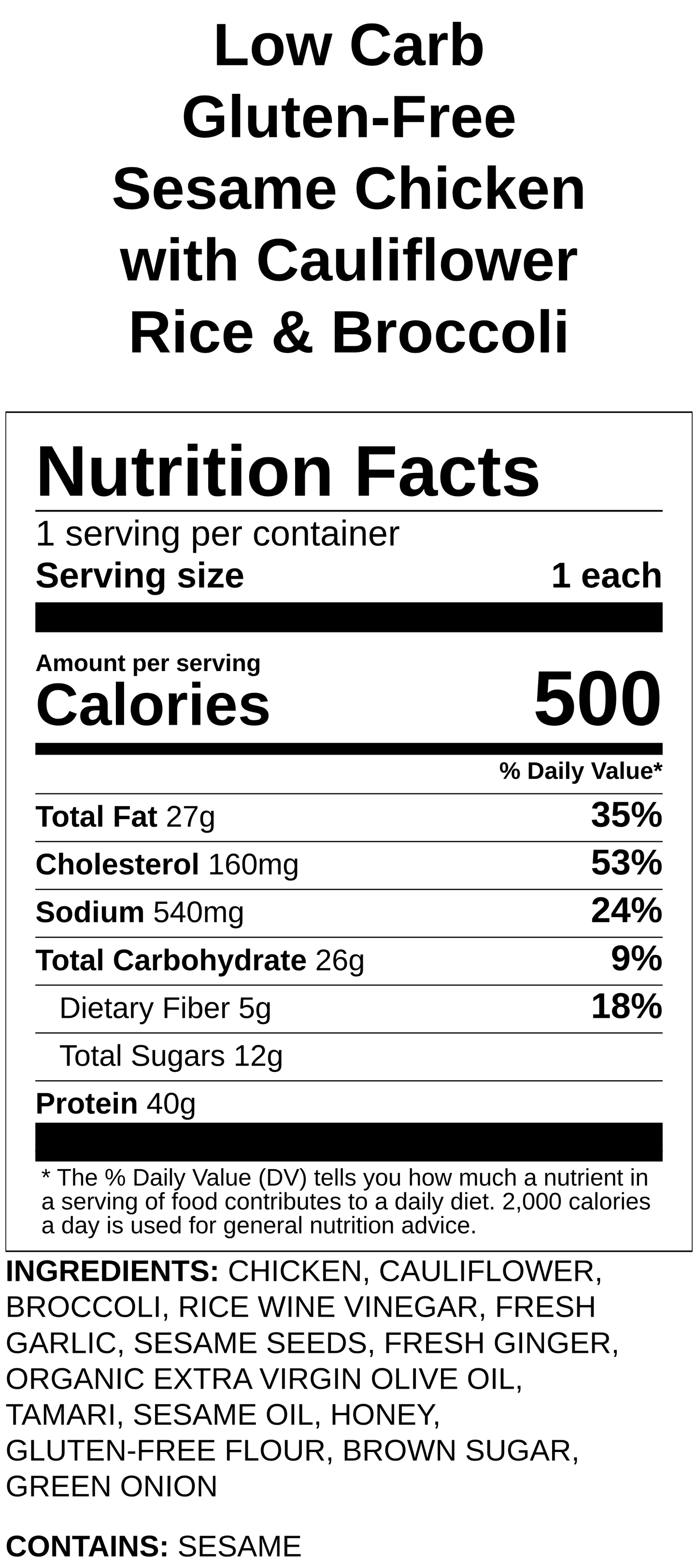 Gluten-Free Sesame Chicken with Brown Rice & Broccoli