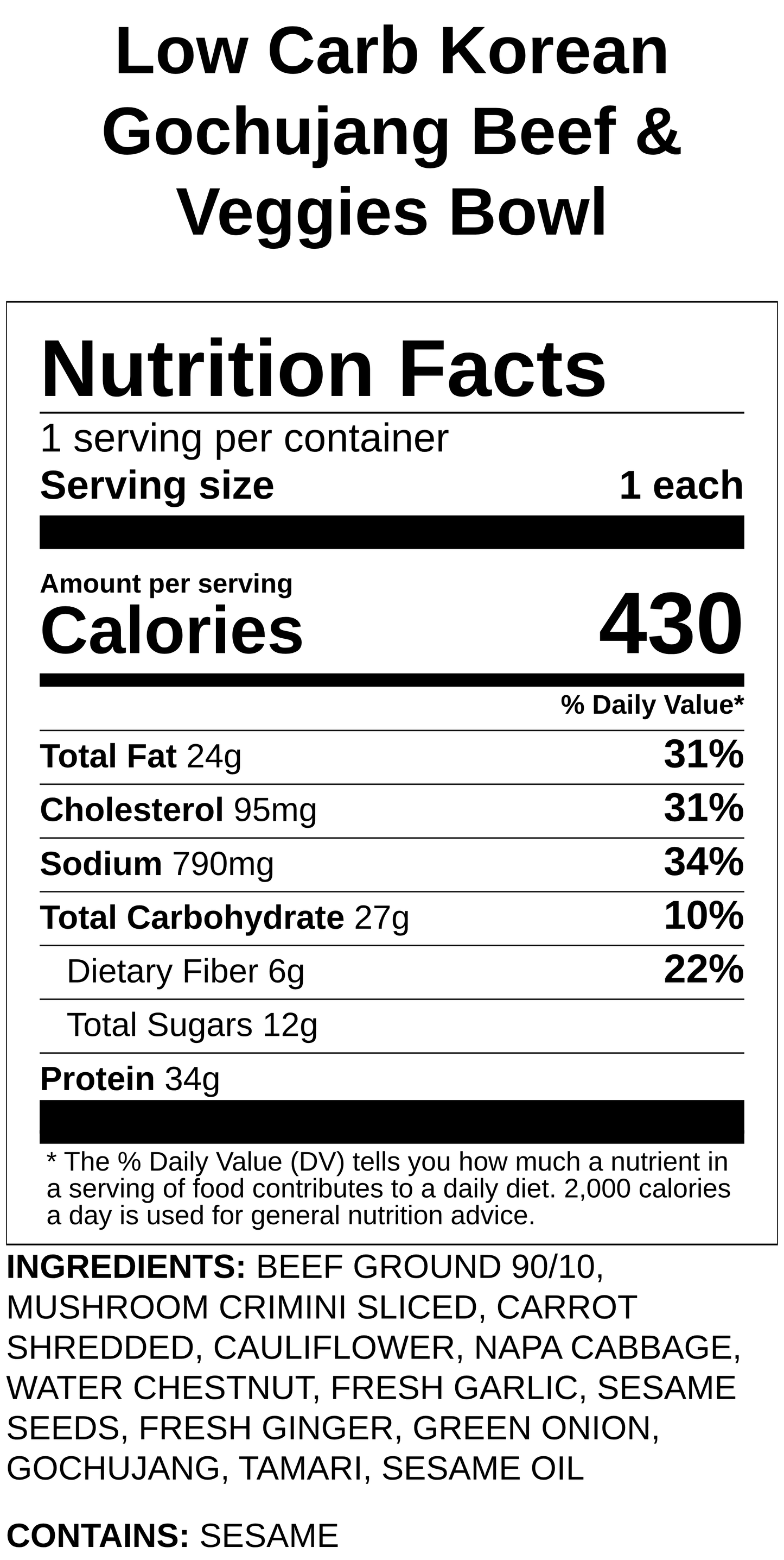 Korean Gochujang Beef Bowl with Sesame Rice Noodles