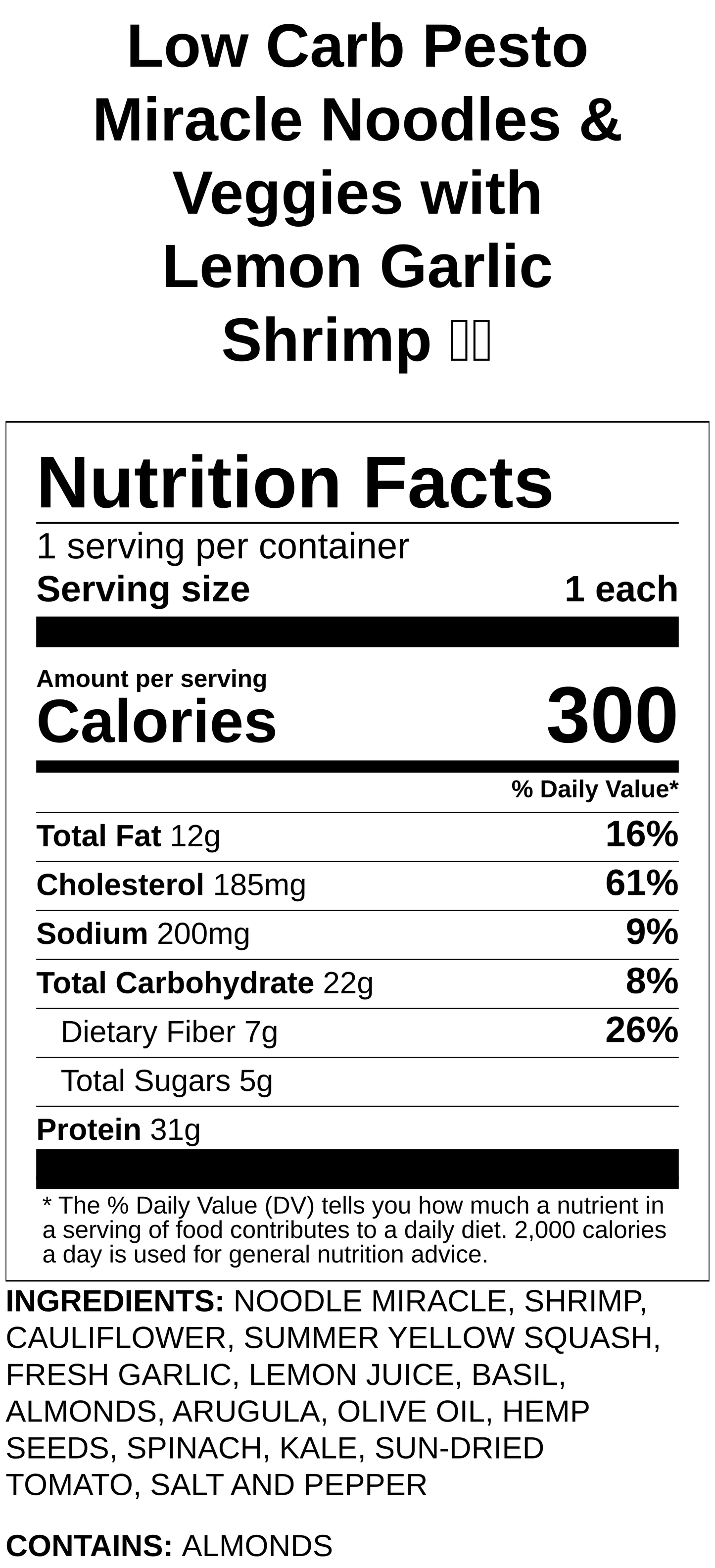 Pesto Protein Chickpea Pasta with Lemon Garlic Shrimp