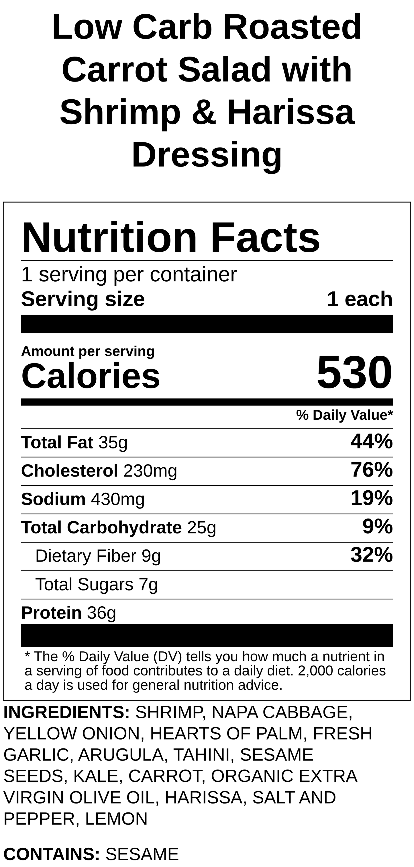 Roasted Carrot & Quinoa Salad with Shrimp & Harissa-Tahini Dressing