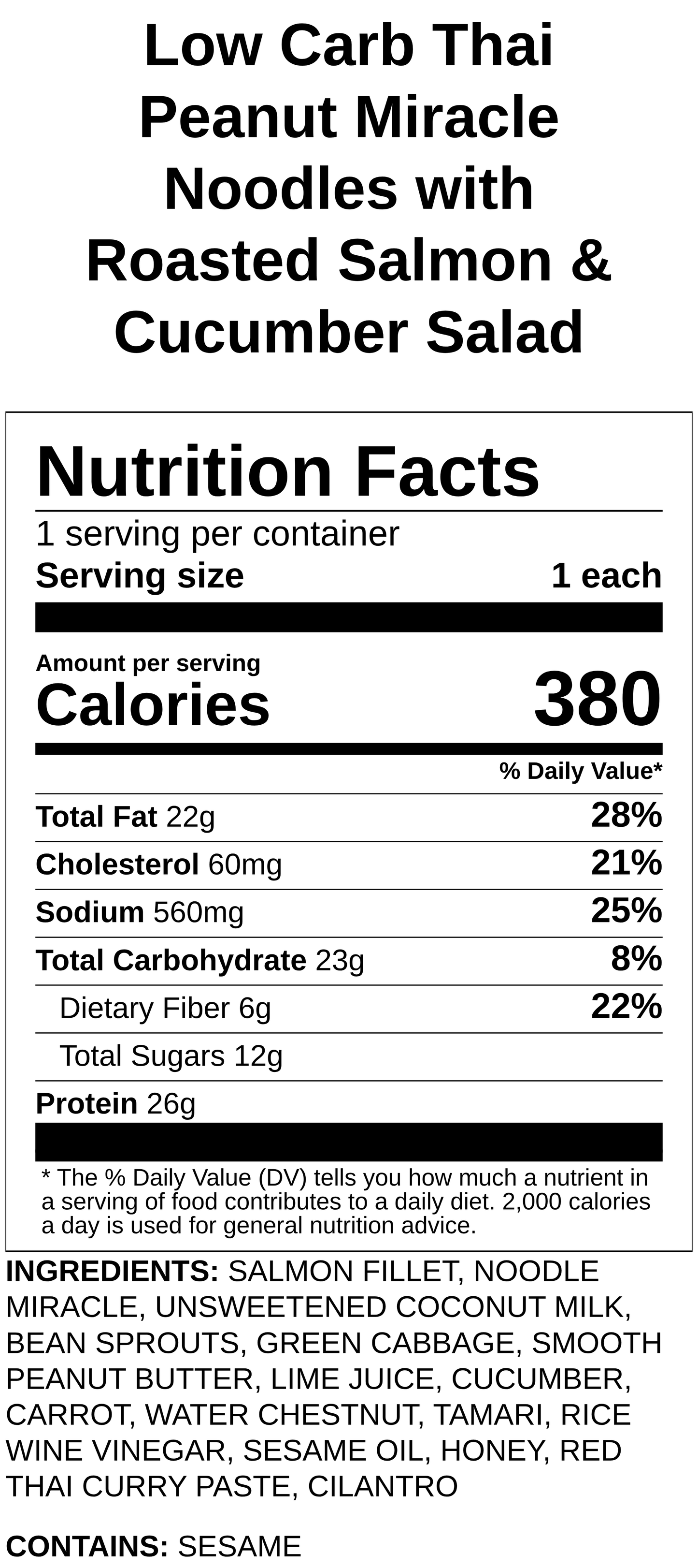 Thai Peanut GF Rice Noodles with Roasted Salmon & Cucumber Salad