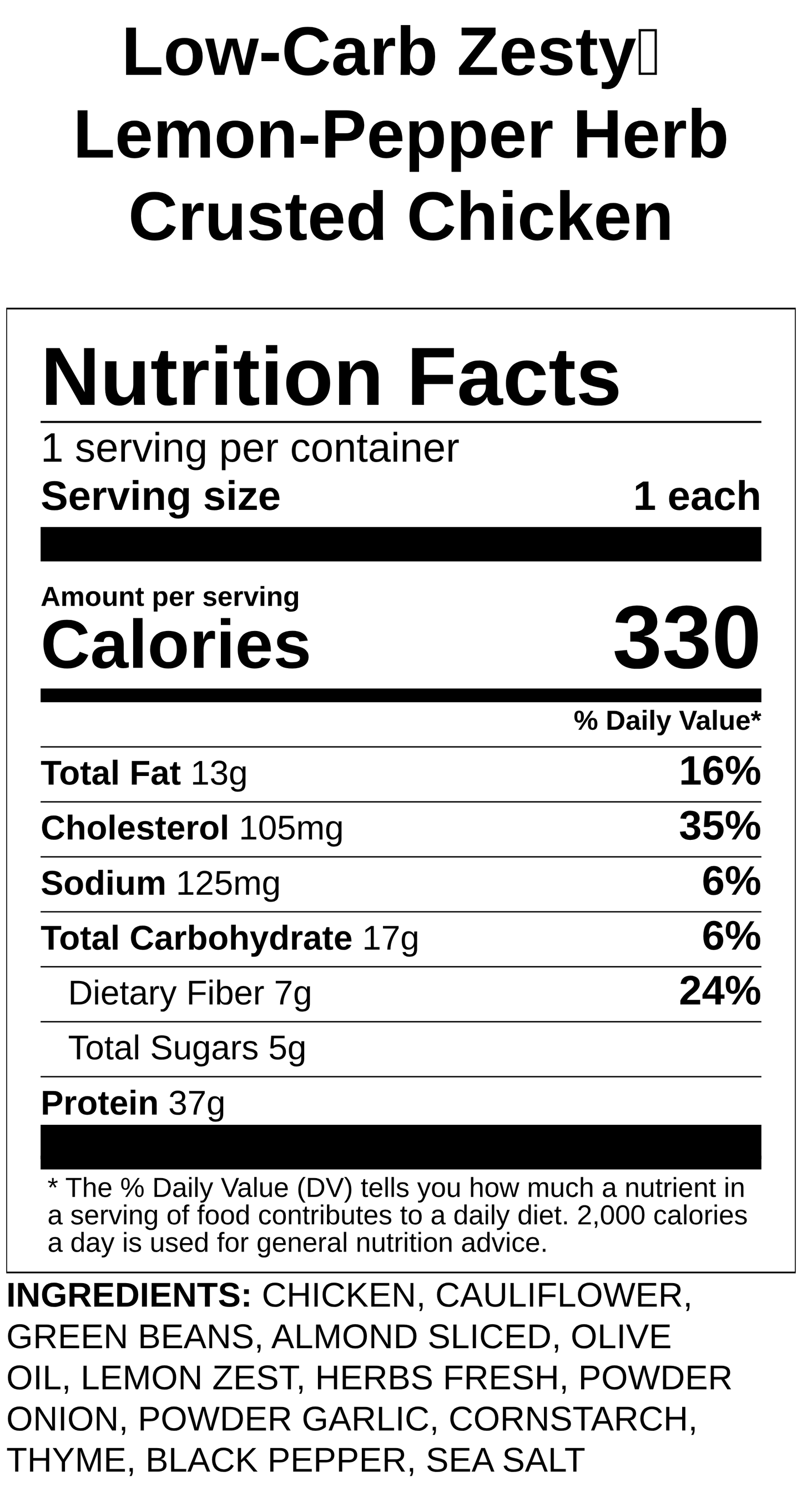 Lemon-Pepper Herb Crusted Chicken with toasted almonds brown rice mix & green beans