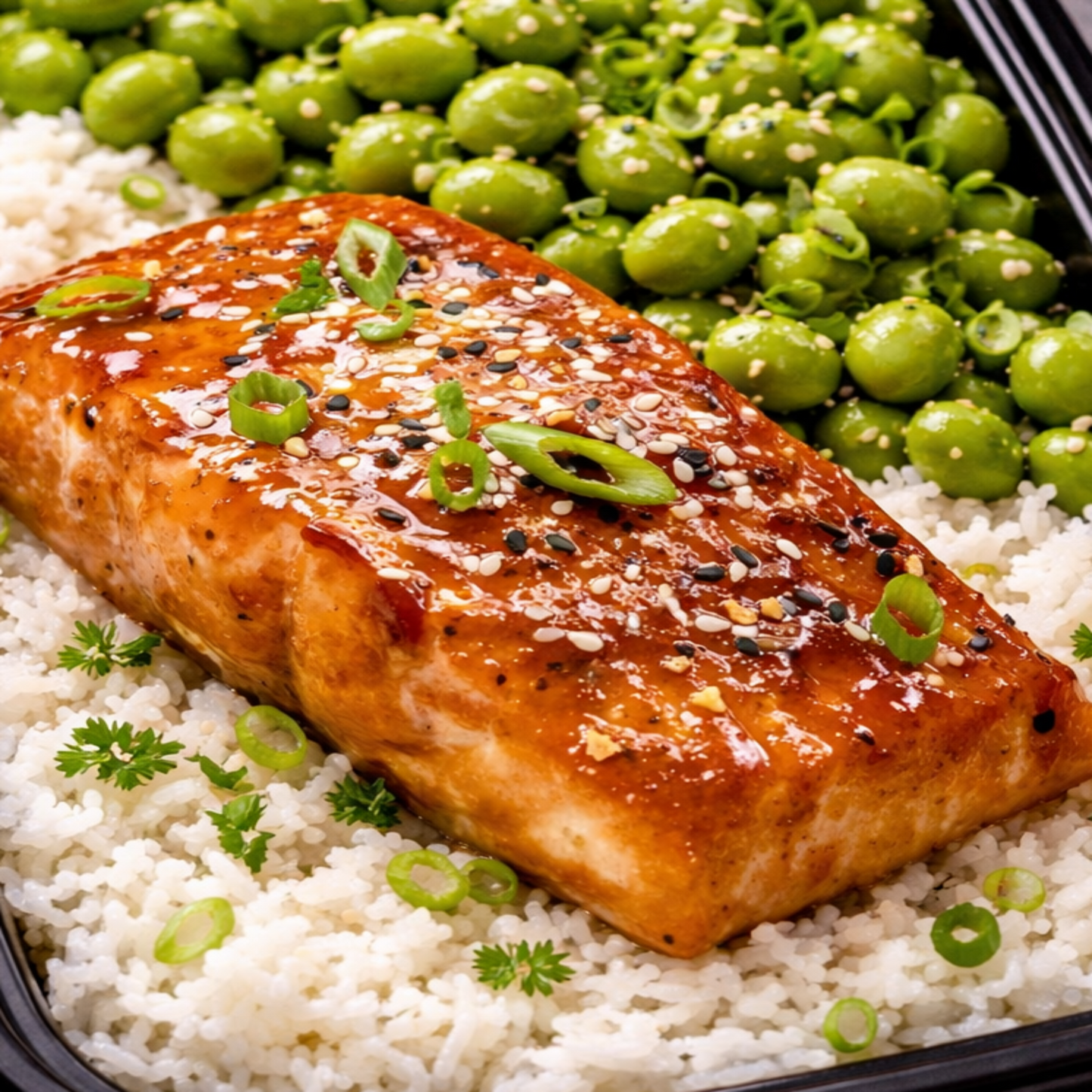 Miso Salmon with Jasmin Rice and Edamame