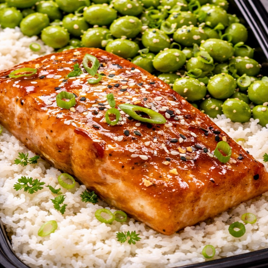 Miso Salmon with Jasmin Rice and Edamame