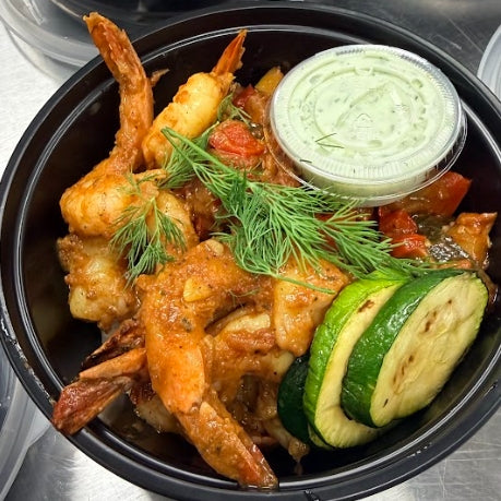 Moroccan Spiced Shrimp with White Rice & Eggplant Stew