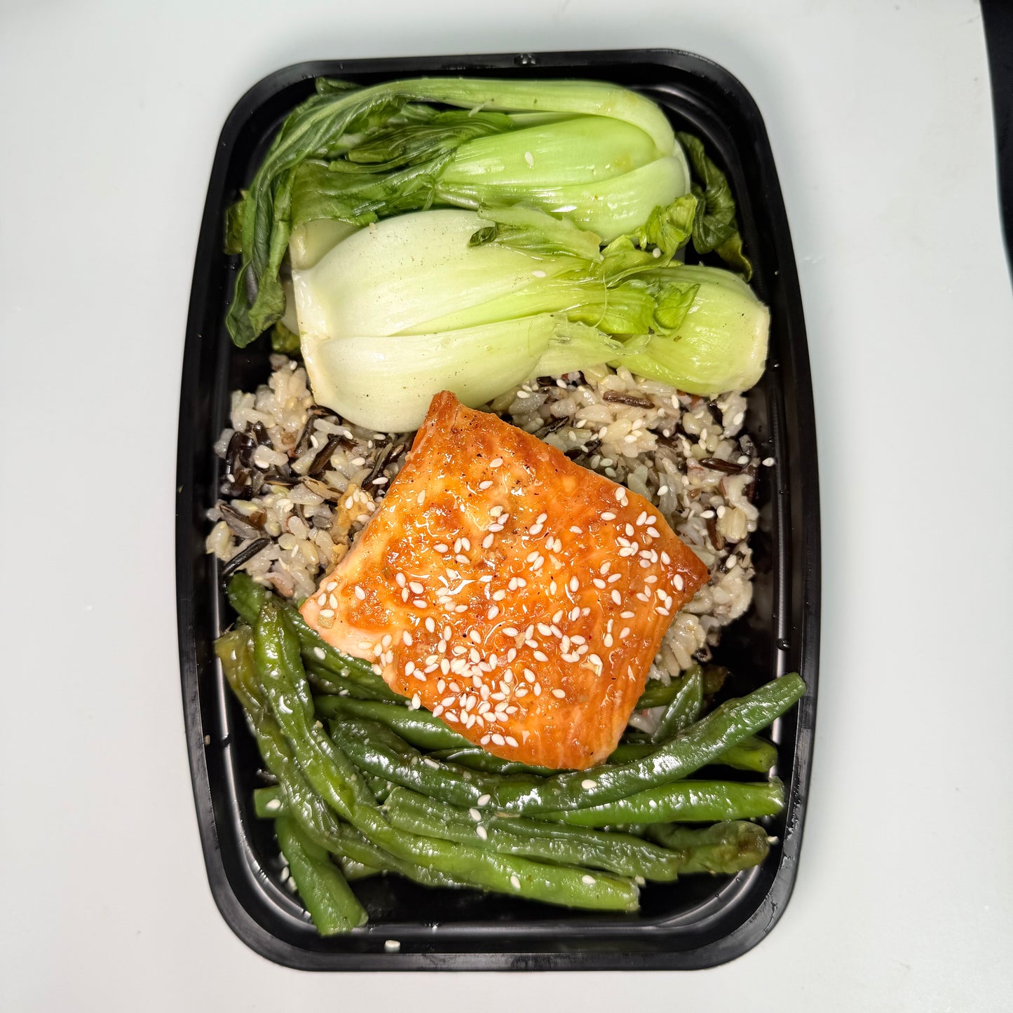 Orange Ginger Glazed Salmon with Wild Rice & Bok Choy