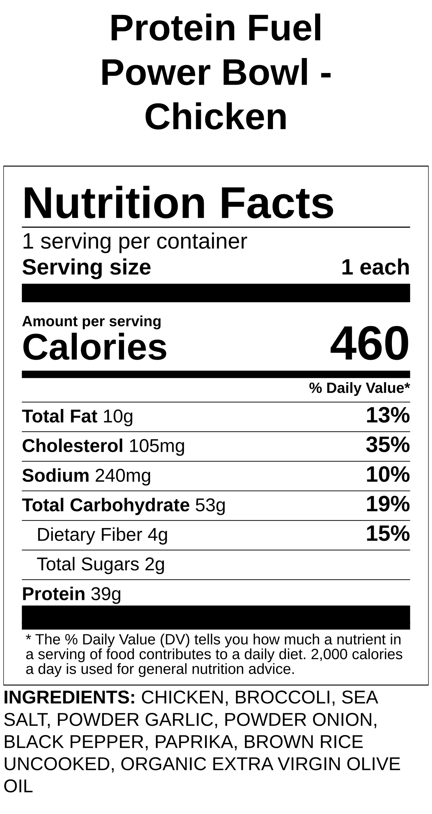 Protein Fuel Power Bowl - Chicken or Tofu