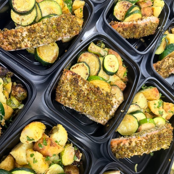 Roasted Dijon Mustard Glazed Wild Salmon wRoasted Potatoes & Veggies