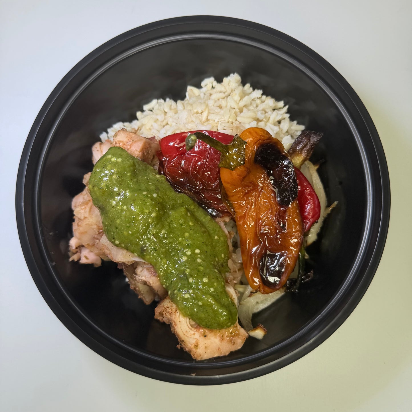 Salsa Verde Chicken Bowl with Fajita Veggies & Brown Rice