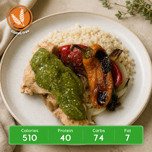 Salsa Verde Chicken Bowl with Fajita Veggies & Brown Rice