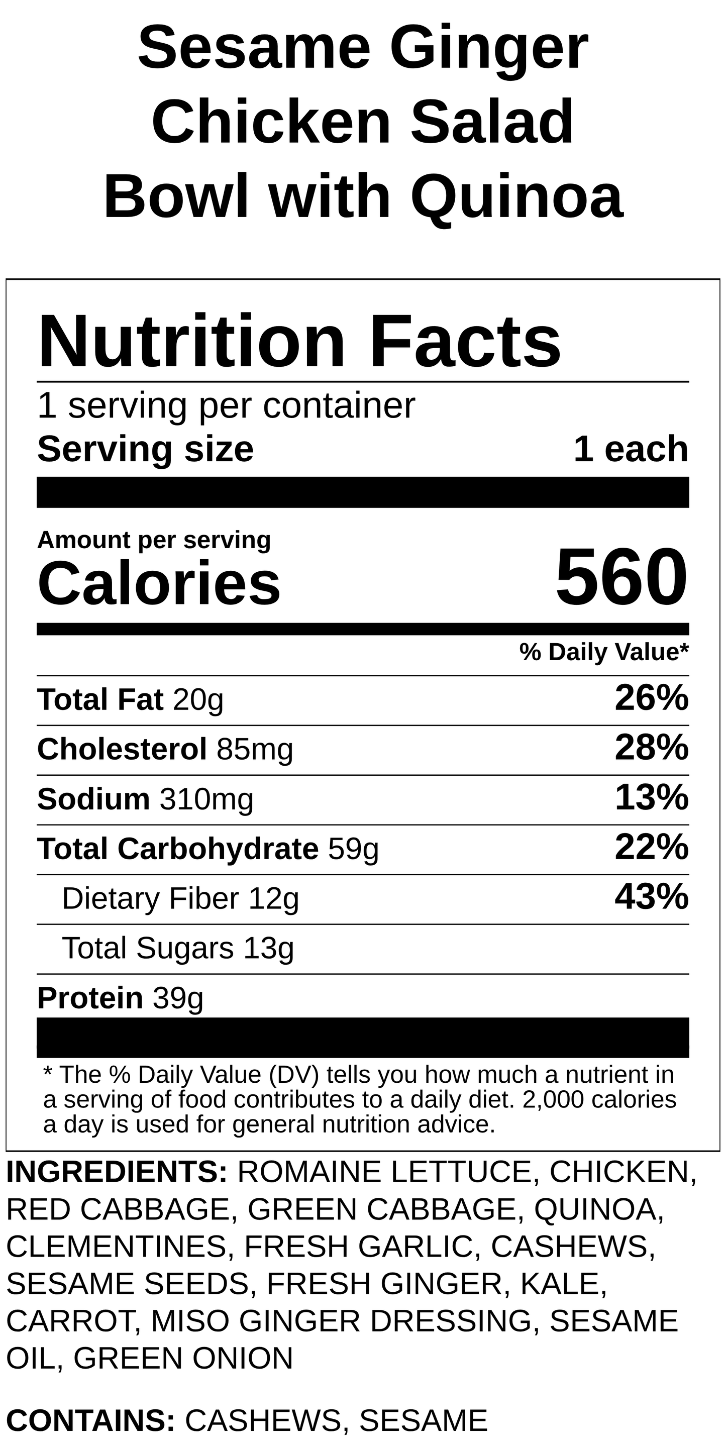 Sesame Ginger Chicken Salad Bowl with Quinoa