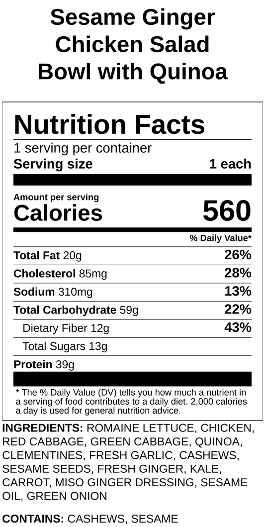 Sesame Ginger Chicken Salad Bowl with Quinoa