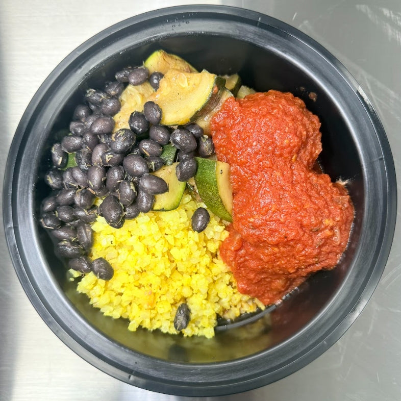 Spanish Spiced Beef Meatballs with Saffron Rice & Herbed Black Beans