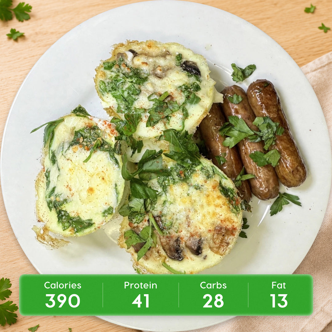 Spinach & Mushroom Egg White Frittata with Chicken Sausage