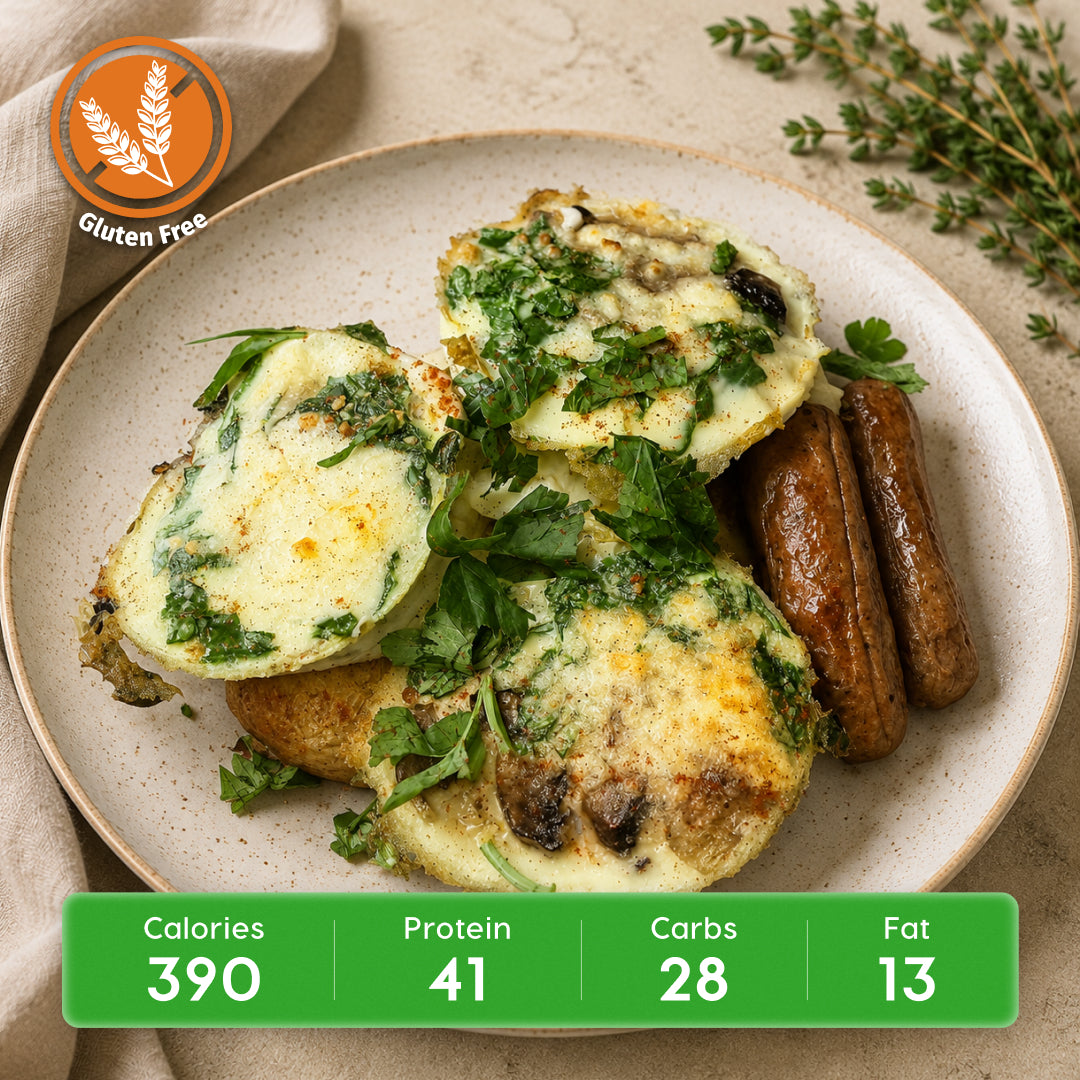Spinach & Mushroom Egg White Frittata with Chicken Sausage