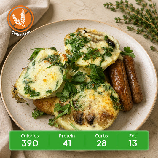 Spinach & Mushroom Egg White Frittata with Chicken Sausage