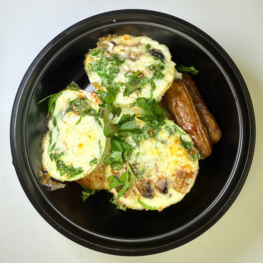 Spinach & Mushroom Egg White Frittata with Chicken Sausage