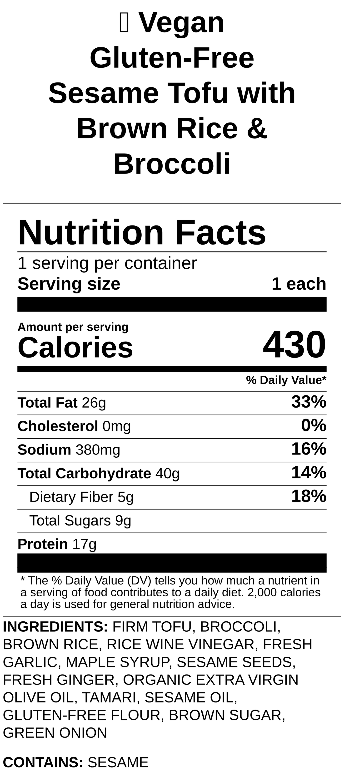 Gluten-Free Sesame Chicken with Brown Rice & Broccoli