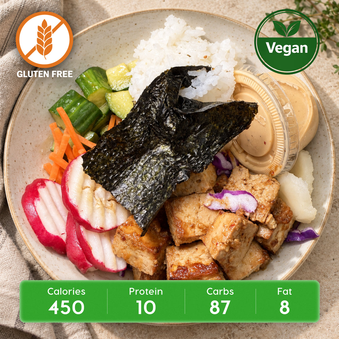 Vegan - Lemon-Soy Glazed Jackfruit Sushi Bowl