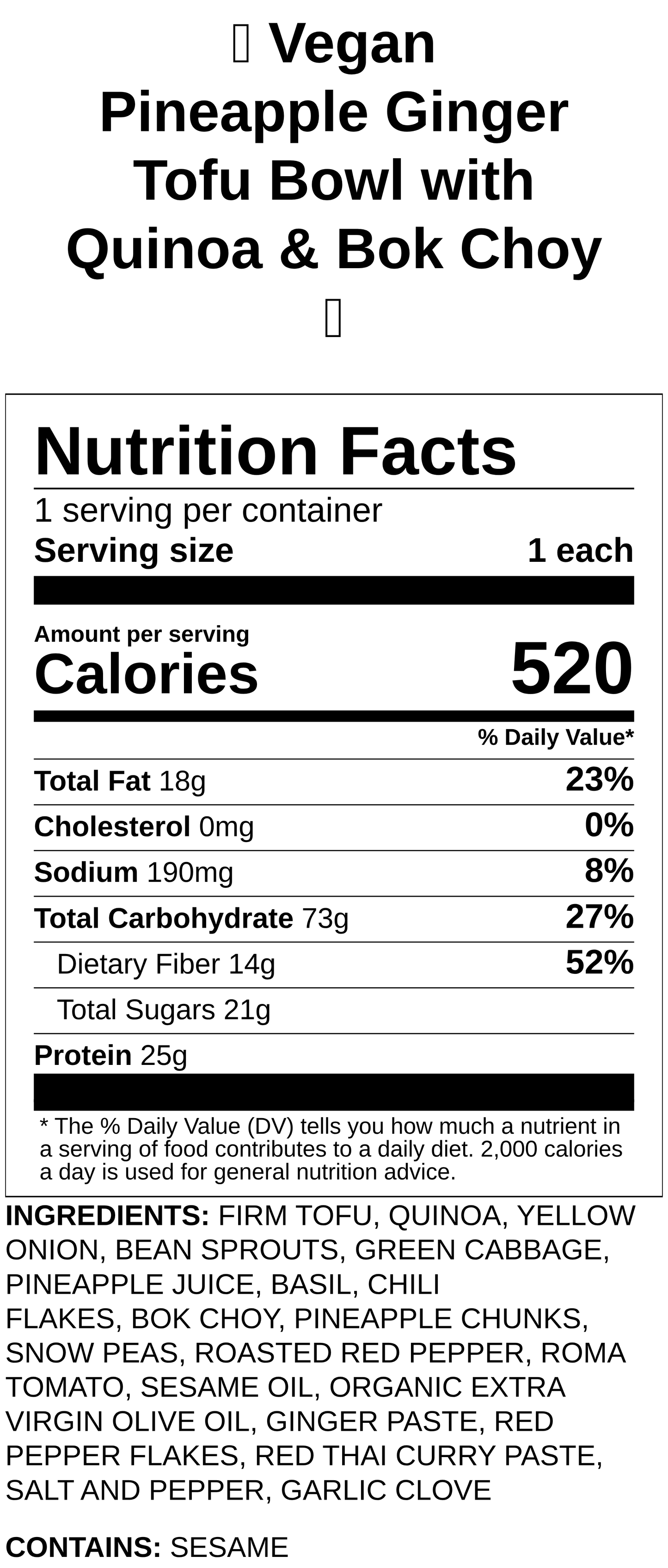 Pineapple Ginger Organic Lean Beef Bowl with Quinoa & Bok Choy