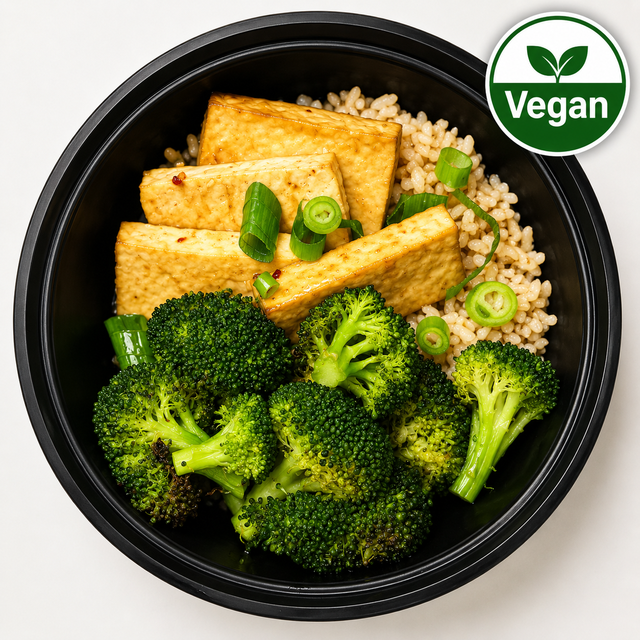 Vegan Gluten-Free Sesame Tofu with Brown Rice & Broccoli