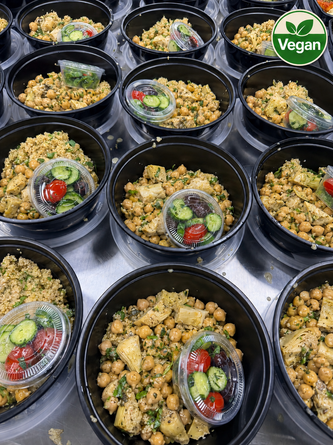 Vegan Lemon Basil Chickpea & Artichoke Medley  with a lemon-herb quinoa salad