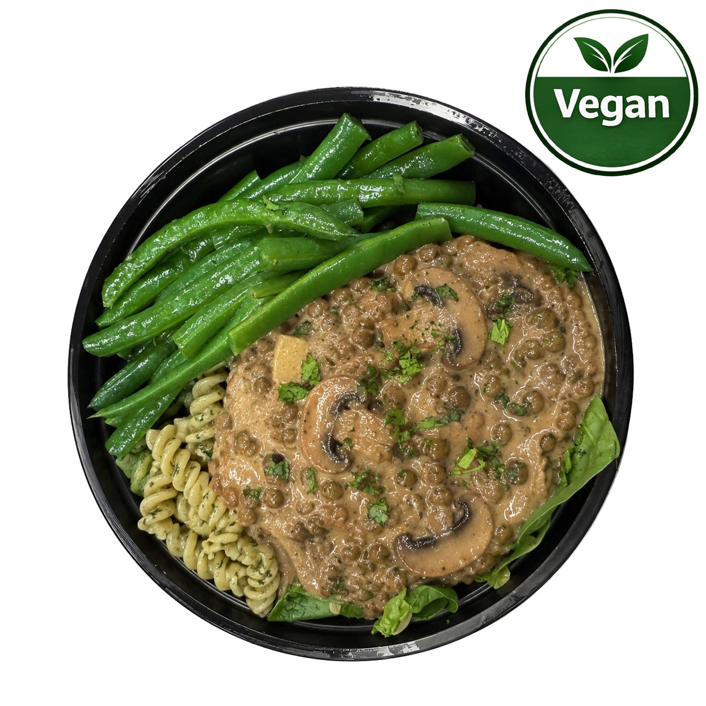 Vegan Lentil Stroganoff with Herb Gluten-Free Fusilli & Green Beans