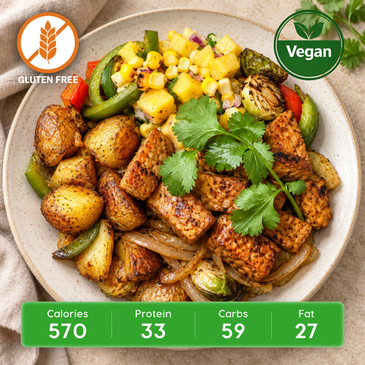 Vegan Southwest Tempeh Sizzle Skillet with Roasted Potatoes